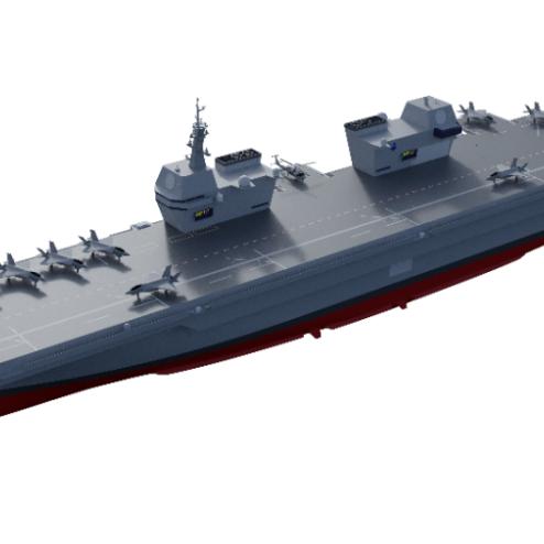 한국 해군 최신 경항공모함 형상과 항모전단 조감도.