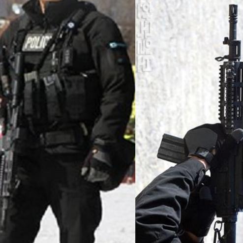 정말 오랜만에 의문의 AR15 소총을 갖춘 경찰특공대