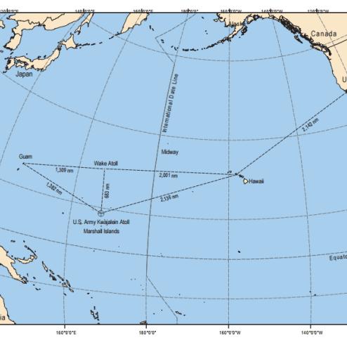미국의 태평양 미사일 요격 시험에 사용되는 KWAJALEIN ATOLL 시험장 자료